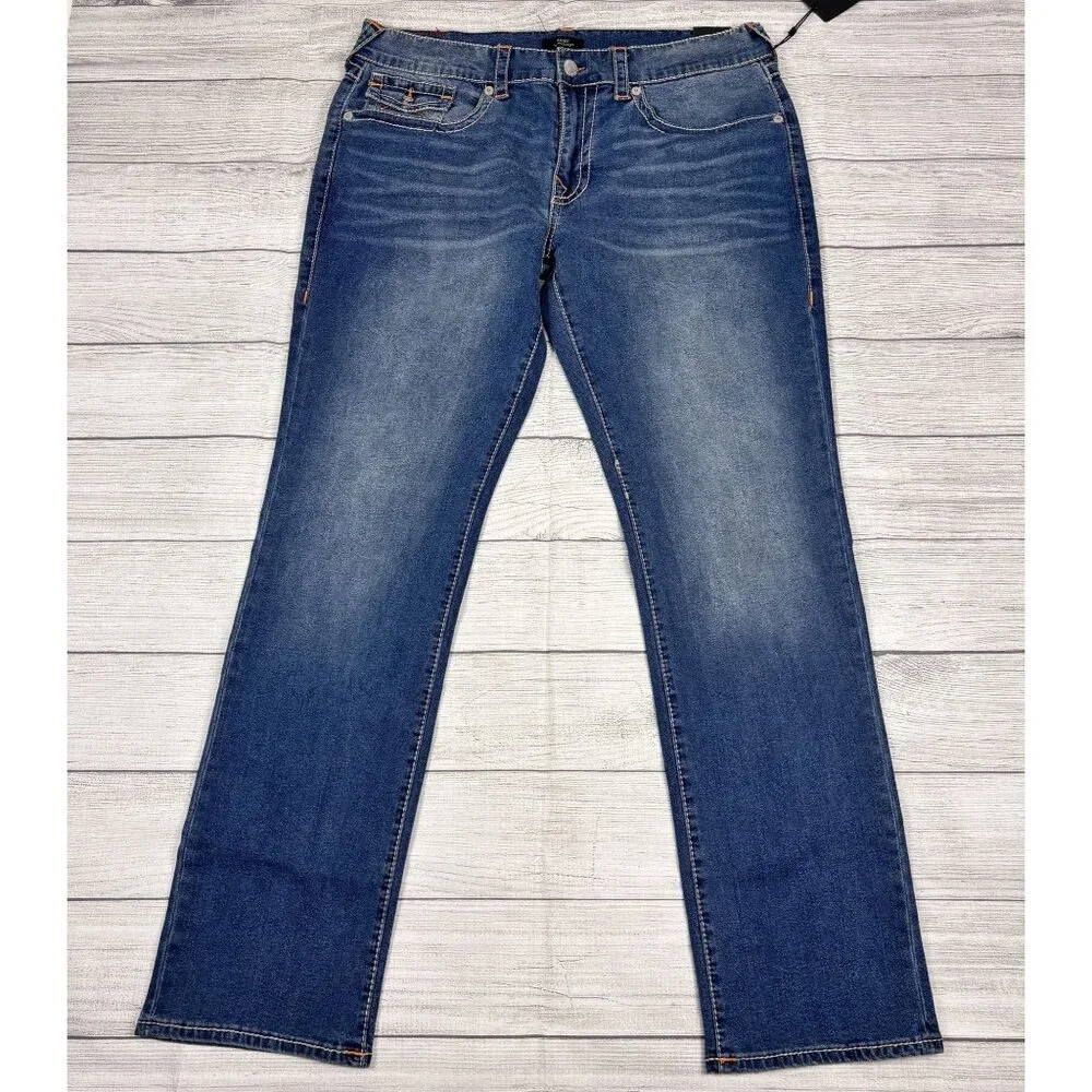 True Religion Ricky Relaxed Straight Mens Blue Jeans Size 38x34